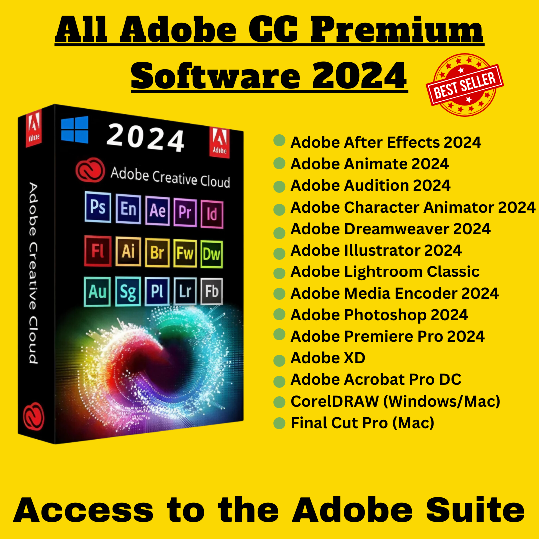 ALL ADOBE CC (Creative Cloud) PREMIUM SOFTWARES – 2024 (WINDOWS/MAC/M1 ...